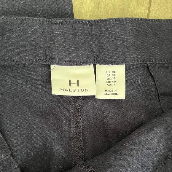 H by Halston NWOT Navy Linen Sailor High Waist Trousers Gold Button, Size 10 - Picture 8 of 9